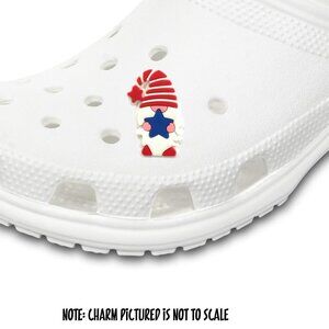 Patriotic Gnome Red White Blue Star Croc Charm